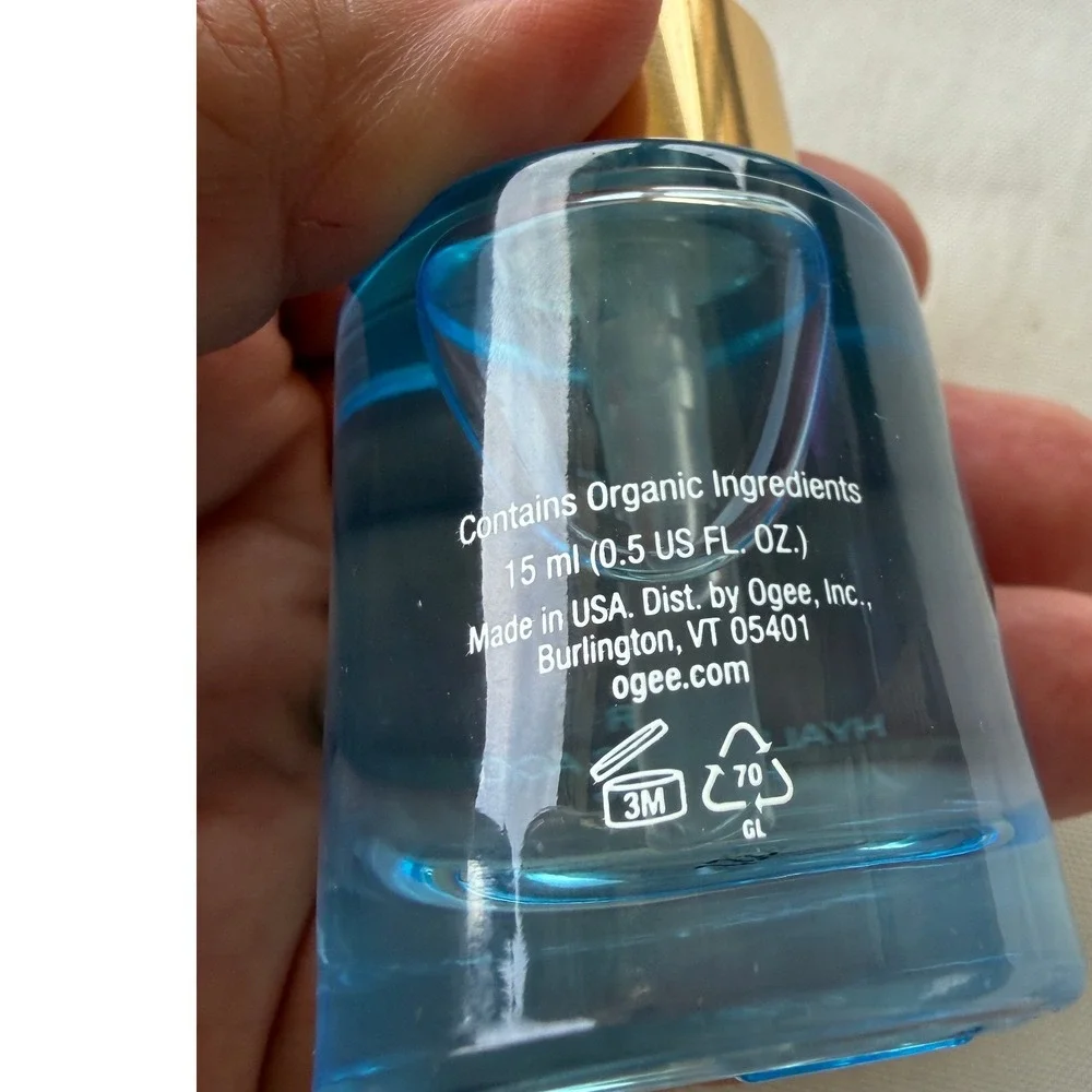 Ogee Elixir Hyaluronic Acid HA 1.5% Hydrating Serum 15ml 0.5oz Blue Glass Bottle